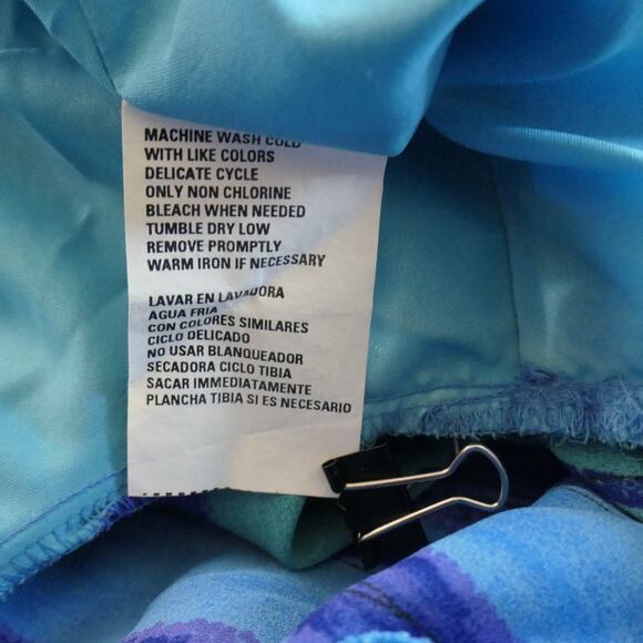 Kathie Lee Sheath Dress Womens Size 12 Blue Watercolor Lined Shoulder Pads - Picture 11 of 12